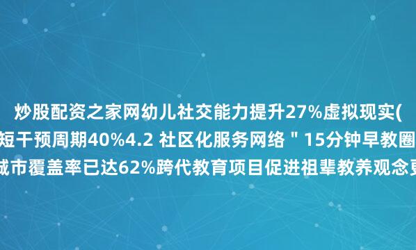 炒股配资之家网幼儿社交能力提升27%虚拟现实(VR)感觉统合训练缩短干预周期40%4.2 社区化服务网络＂15分钟早教圈＂在杭州、成都等城市覆盖率已达62%跨代教育项目促进祖辈教养观念更新（参与家庭满意度91%）五、专业建议建立基于脑科学的个性化发展评估体系开发家长教养能力在线诊断平台